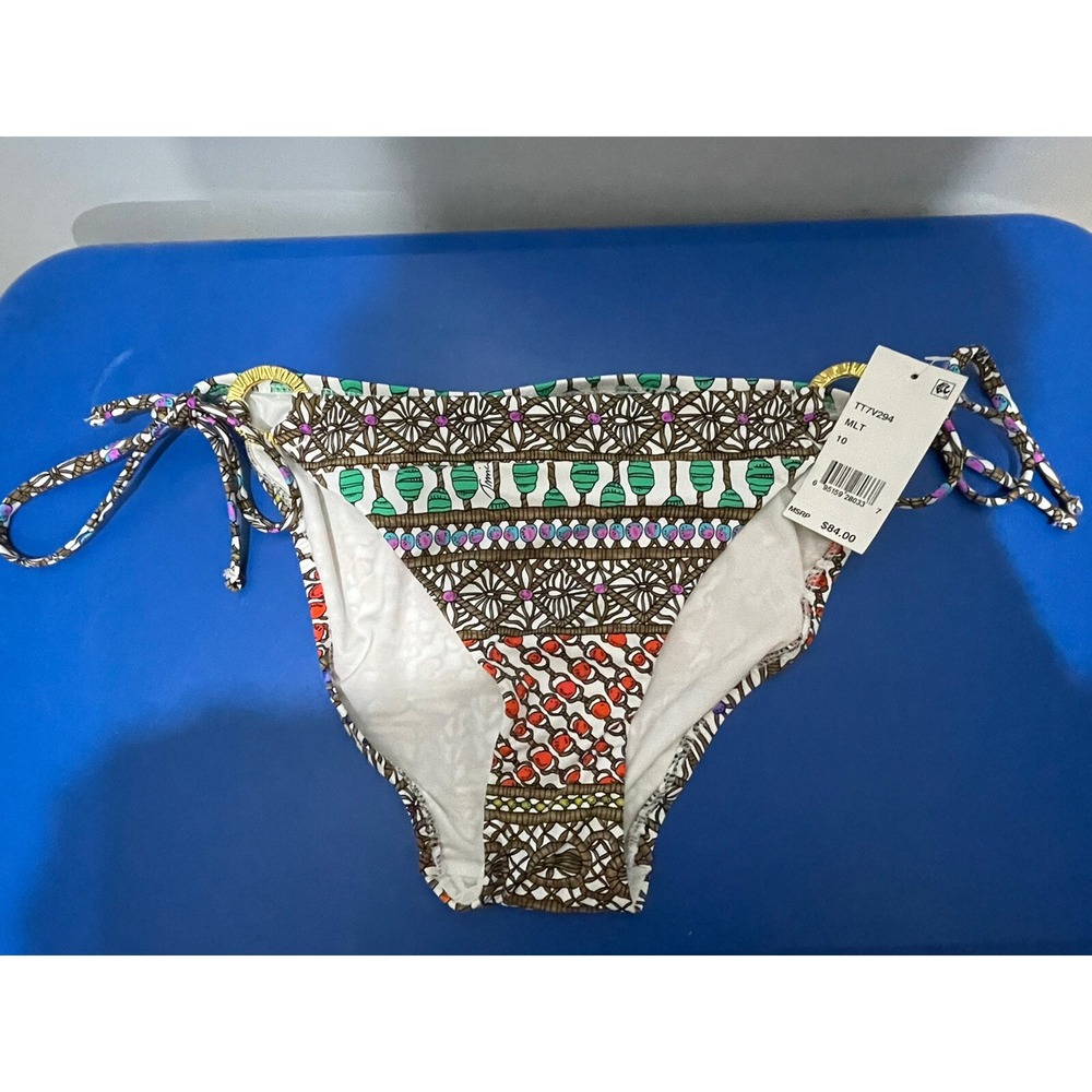 Trina Turk Size 10 Multicolored Bikini Bottom With Gold Hardware